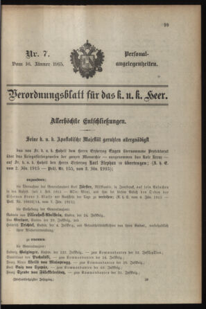 Kaiserlich-königliches Armee-Verordnungsblatt: Personal-Angelegenheiten 19150116 Seite: 11