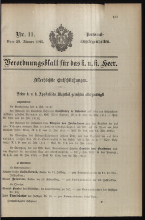 Kaiserlich-königliches Armee-Verordnungsblatt: Personal-Angelegenheiten 19150123 Seite: 1