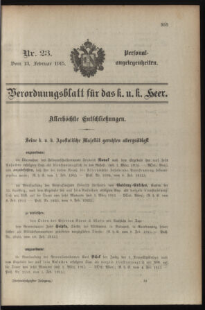 Kaiserlich-königliches Armee-Verordnungsblatt: Personal-Angelegenheiten 19150213 Seite: 17