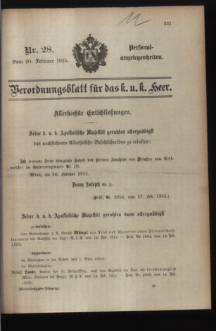 Kaiserlich-königliches Armee-Verordnungsblatt: Personal-Angelegenheiten 19150220 Seite: 19