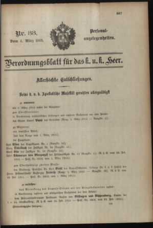 Kaiserlich-königliches Armee-Verordnungsblatt: Personal-Angelegenheiten 19150304 Seite: 1