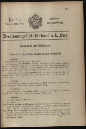 Kaiserlich-königliches Armee-Verordnungsblatt: Personal-Angelegenheiten 19150306 Seite: 1