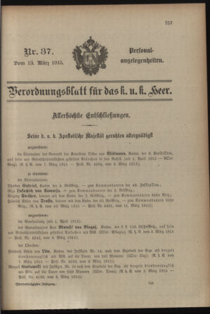 Kaiserlich-königliches Armee-Verordnungsblatt: Personal-Angelegenheiten 19150313 Seite: 13