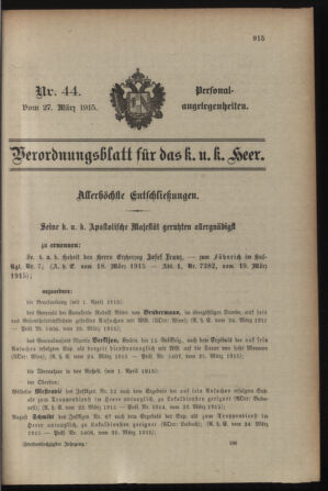 Kaiserlich-königliches Armee-Verordnungsblatt: Personal-Angelegenheiten 19150327 Seite: 21