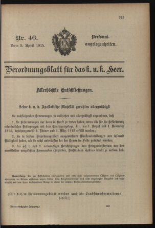 Kaiserlich-königliches Armee-Verordnungsblatt: Personal-Angelegenheiten