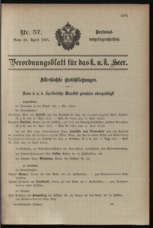 Kaiserlich-königliches Armee-Verordnungsblatt: Personal-Angelegenheiten 19150424 Seite: 33