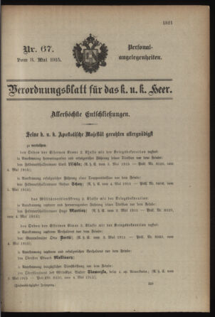 Kaiserlich-königliches Armee-Verordnungsblatt: Personal-Angelegenheiten 19150508 Seite: 9