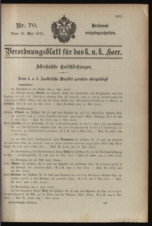 Kaiserlich-königliches Armee-Verordnungsblatt: Personal-Angelegenheiten 19150515 Seite: 25