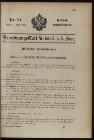 Kaiserlich-königliches Armee-Verordnungsblatt: Personal-Angelegenheiten 19150605 Seite: 35