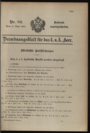 Kaiserlich-königliches Armee-Verordnungsblatt: Personal-Angelegenheiten 19150608 Seite: 1