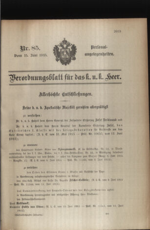 Kaiserlich-königliches Armee-Verordnungsblatt: Personal-Angelegenheiten