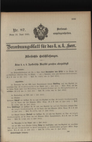 Kaiserlich-königliches Armee-Verordnungsblatt: Personal-Angelegenheiten 19150619 Seite: 29