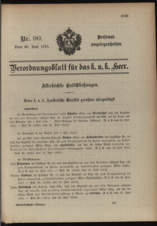 Kaiserlich-königliches Armee-Verordnungsblatt: Personal-Angelegenheiten 19150626 Seite: 23