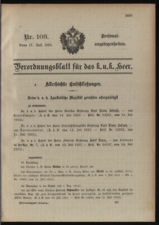 Kaiserlich-königliches Armee-Verordnungsblatt: Personal-Angelegenheiten 19150717 Seite: 41