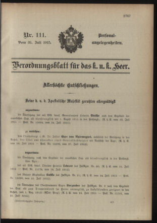 Kaiserlich-königliches Armee-Verordnungsblatt: Personal-Angelegenheiten 19150731 Seite: 33