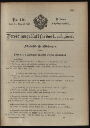 Kaiserlich-königliches Armee-Verordnungsblatt: Personal-Angelegenheiten 19150814 Seite: 1