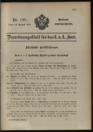 Kaiserlich-königliches Armee-Verordnungsblatt: Personal-Angelegenheiten 19150814 Seite: 19