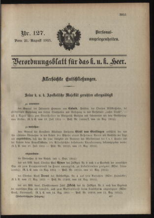 Kaiserlich-königliches Armee-Verordnungsblatt: Personal-Angelegenheiten 19150821 Seite: 29