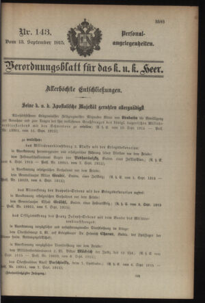 Kaiserlich-königliches Armee-Verordnungsblatt: Personal-Angelegenheiten 19150913 Seite: 1