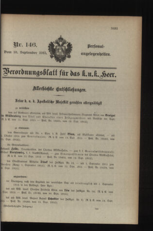 Kaiserlich-königliches Armee-Verordnungsblatt: Personal-Angelegenheiten 19150918 Seite: 27