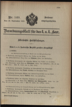 Kaiserlich-königliches Armee-Verordnungsblatt: Personal-Angelegenheiten 19150925 Seite: 1