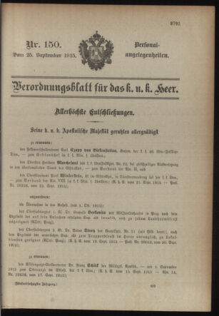 Kaiserlich-königliches Armee-Verordnungsblatt: Personal-Angelegenheiten 19150925 Seite: 33