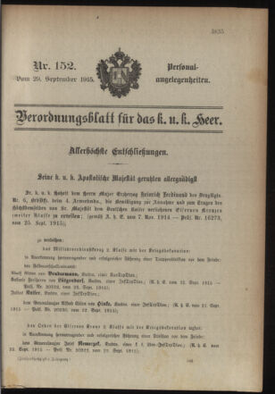 Kaiserlich-königliches Armee-Verordnungsblatt: Personal-Angelegenheiten 19150929 Seite: 1