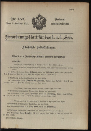 Kaiserlich-königliches Armee-Verordnungsblatt: Personal-Angelegenheiten 19151002 Seite: 1