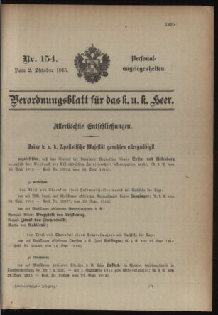 Kaiserlich-königliches Armee-Verordnungsblatt: Personal-Angelegenheiten 19151002 Seite: 33