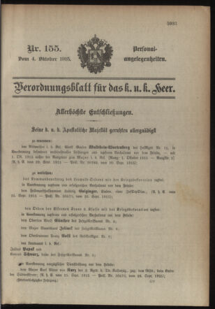 Kaiserlich-königliches Armee-Verordnungsblatt: Personal-Angelegenheiten 19151004 Seite: 1