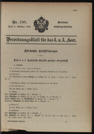 Kaiserlich-königliches Armee-Verordnungsblatt: Personal-Angelegenheiten 19151005 Seite: 1