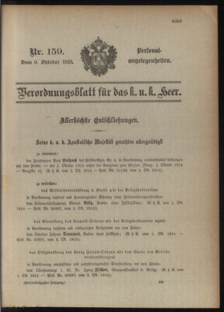 Kaiserlich-königliches Armee-Verordnungsblatt: Personal-Angelegenheiten 19151009 Seite: 1