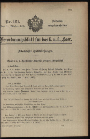 Kaiserlich-königliches Armee-Verordnungsblatt: Personal-Angelegenheiten 19151011 Seite: 1