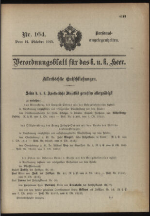 Kaiserlich-königliches Armee-Verordnungsblatt: Personal-Angelegenheiten 19151014 Seite: 1