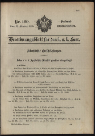 Kaiserlich-königliches Armee-Verordnungsblatt: Personal-Angelegenheiten 19151023 Seite: 1