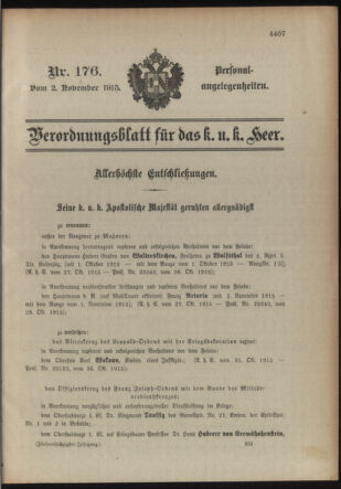 Kaiserlich-königliches Armee-Verordnungsblatt: Personal-Angelegenheiten 19151102 Seite: 1