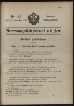 Kaiserlich-königliches Armee-Verordnungsblatt: Personal-Angelegenheiten 19151110 Seite: 1