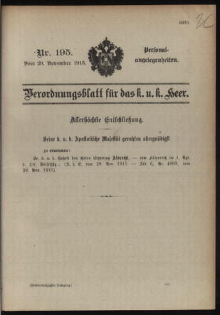 Kaiserlich-königliches Armee-Verordnungsblatt: Personal-Angelegenheiten 19151129 Seite: 33