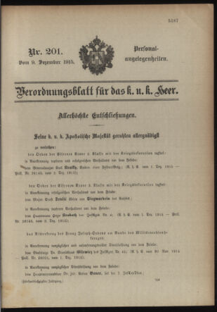 Kaiserlich-königliches Armee-Verordnungsblatt: Personal-Angelegenheiten 19151209 Seite: 1