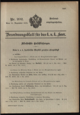 Kaiserlich-königliches Armee-Verordnungsblatt: Personal-Angelegenheiten 19151211 Seite: 1