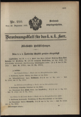 Kaiserlich-königliches Armee-Verordnungsblatt: Personal-Angelegenheiten 19151220 Seite: 1