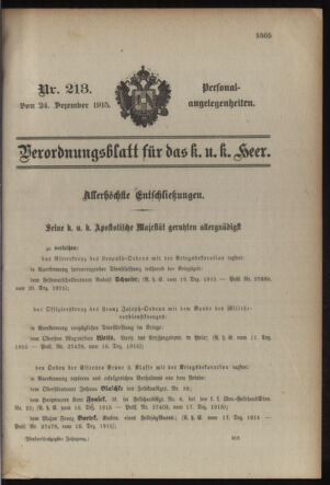 Kaiserlich-königliches Armee-Verordnungsblatt: Personal-Angelegenheiten 19151224 Seite: 1