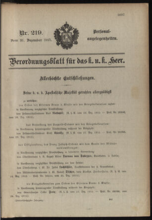 Kaiserlich-königliches Armee-Verordnungsblatt: Personal-Angelegenheiten 19151231 Seite: 1