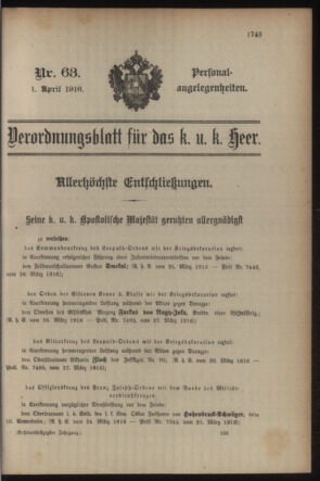 Kaiserlich-königliches Armee-Verordnungsblatt: Personal-Angelegenheiten 19160401 Seite: 1