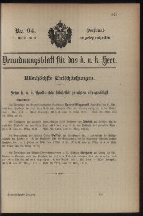 Kaiserlich-königliches Armee-Verordnungsblatt: Personal-Angelegenheiten 19160401 Seite: 33