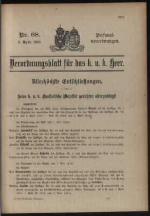 Kaiserlich-königliches Armee-Verordnungsblatt: Personal-Angelegenheiten 19160408 Seite: 33