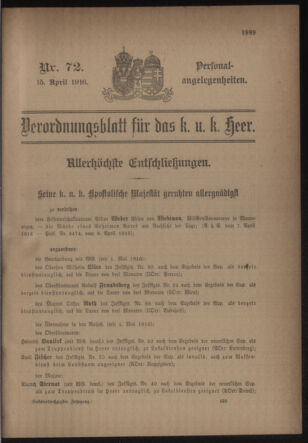 Kaiserlich-königliches Armee-Verordnungsblatt: Personal-Angelegenheiten 19160415 Seite: 25