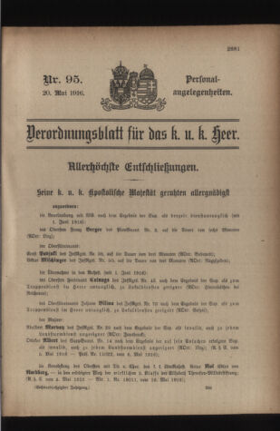 Kaiserlich-königliches Armee-Verordnungsblatt: Personal-Angelegenheiten 19160520 Seite: 37