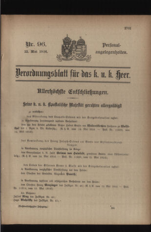 Kaiserlich-königliches Armee-Verordnungsblatt: Personal-Angelegenheiten 19160522 Seite: 1