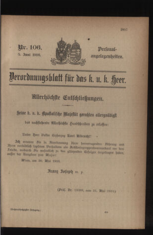 Kaiserlich-königliches Armee-Verordnungsblatt: Personal-Angelegenheiten